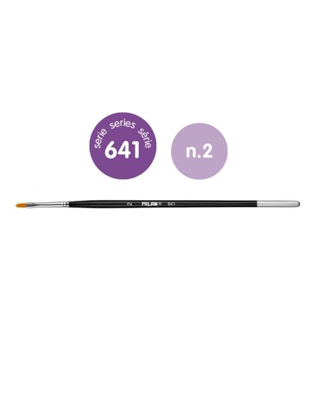 Milan 612 Premium Synthetic Pack de 6 Pinceles Lengua de Gato Numero 2 - Sac Avec Colgador - Pelo Sintetico - Mango Corto - Coul