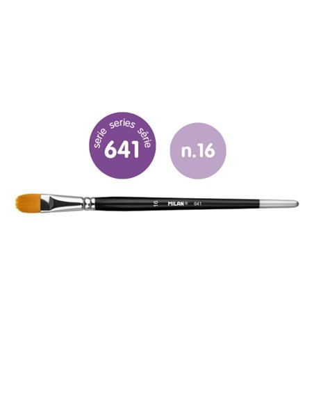 Milan 612 Premium Synthetic Pack de 3 Pinceles Lengua de Gato Numero 16 - Sac Avec Colgador - Pelo Sintetico - Mango Corto - Cou