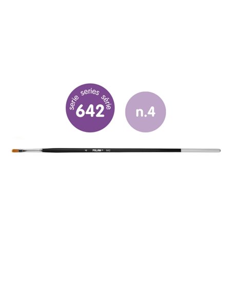 Milan 612 Premium Synthetic Pack de 6 Pinceles Lengua de Gato Numero 4 - Sac Avec Colgador - Pelo Sintetico - Mango Largo - Coul