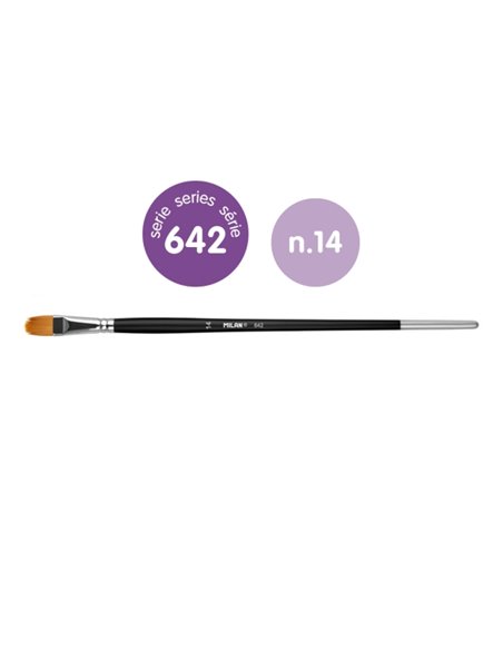 Milan 612 Premium Synthetic Pack de 3 Pinceles Lengua de Gato Numero 14 - Sac Avec Colgador - Pelo Sintetico - Mango Largo - Cou