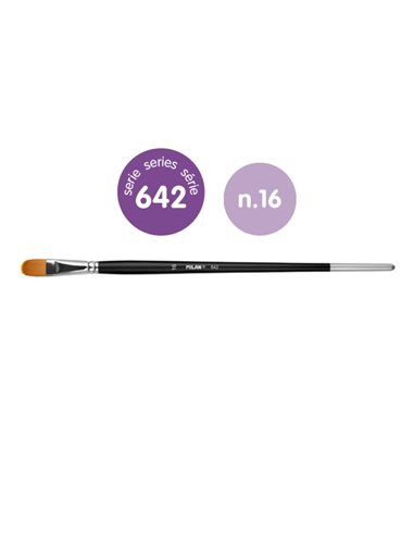 Milan 612 Premium Synthetic Pack de 3 Pinceles Lengua de Gato Numero 16 - Sac Avec Colgador - Pelo Sintetico - Mango Largo - Cou