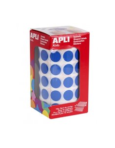 Apli Rollo de Gomets Redondos Ø 15mm - Adhésif permanent - 2.832 Gomets - Adhésif Base Eau - Sans de Disolventes - Couleur Bleu