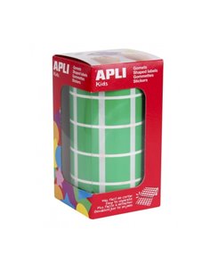 Apli Rollo de Gomets Cuadrados - Adhésif permanent - 1.770 Gomets - Faciles de Separar - Adhésif Base Eau - Couleur Vert