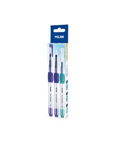 Milan Pack de 3 Pinceles Avec Deposito de Eau - Rechargeable - Assortis - Couleur Bleu