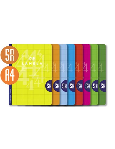 Lamela Pack de 10 Libretas Grapadas Avec 50 Feuilles de 90g/m2 Avec Margen - Format A4 - Pauta Cuadrovia de 5mm - Cubierta de Ca