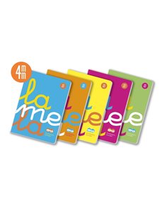 Lamela Pack de 5 Libretas Grapadas Avec 50 Feuilles de 90g/m2 Avec Margen - Format A4 - Pauta Cuadrovia de 4mm - Cubierta de Pol