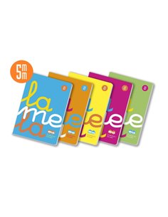 Lamela Pack de 5 Libretas Grapadas Avec 50 Feuilles de 90g/m2 Avec Margen - Format A4 - Pauta Cuadrovia de 5mm - Cubierta de Pol