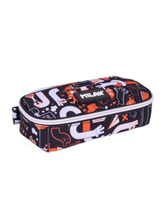 Milan Fingers Étui Trousse - Ovalado - Fermeture zippée - Malla Intérieur - 20.5x9x5.5cm - Couleur Orange
