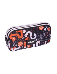 Milan Fingers Étui Trousse - Fermeture éclair - 3 Compartiments - 22x11x6.5cm - Couleur Orange