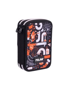 Milan Fingers Plumier de 2 Pisos Avec Règle - Sacapuntas - Gomas de Borrar - Lapices de Grafito et de Couleurs - Feutres - Stylo