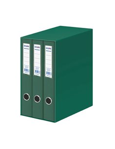 Dohe Oficolor Modulo de 3 Archivadores Avec Rado - Lomo Estrecho - Format Folio - Carton Forrado - Couleur Vert