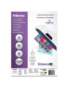 Fellowes Imagelast Pack de 500 Fundas Pour Plastificar - Format A3 - Efecto Brillo - 80 micras - Flechas Indicadoras de Direccio