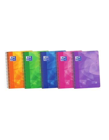Oxford School Lagoon 8º Europeanbook - Couvercle de Plastico Résistant - Cahier de 120 Feuilles - Format 4 5x5 - Couleurs assort