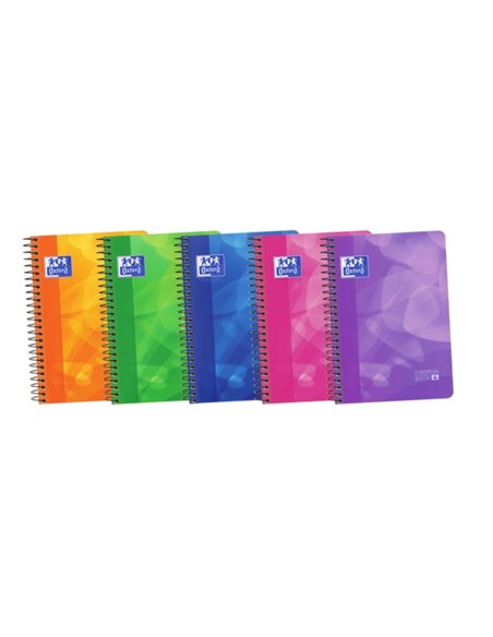 Oxford School Lagoon 8º Europeanbook - Couvercle de Plastico Résistant - Cahier de 120 Feuilles - Format 4 5x5 - Couleurs assort