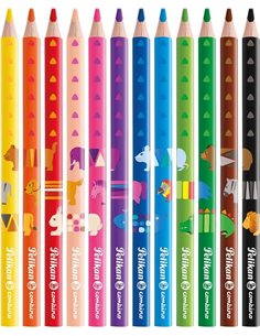 Pelikan Boîte de 12 Lapices de Couleurs Jumbo Triangulares - Mina Antirotura - Certificacion FSC
