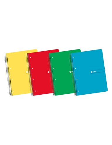 Enri A4+ Europeanbook - Couverture rigide - Spirale - 80 Feuilles - Cuadricula 5x5 - Couleurs assorties