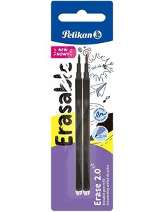 Pelikan Blister 2 Erase 2.0 Recambio - Pour Crayon Borrador Erase 2.0 - Couleur Noir