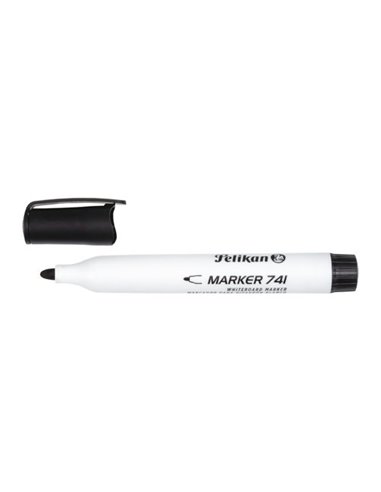 Pelikan 741F Feutre Pour Tableau Blanca - Pointe de 2mm - Capuchon Antisecado - Borrable en Seco - Couleur Noir