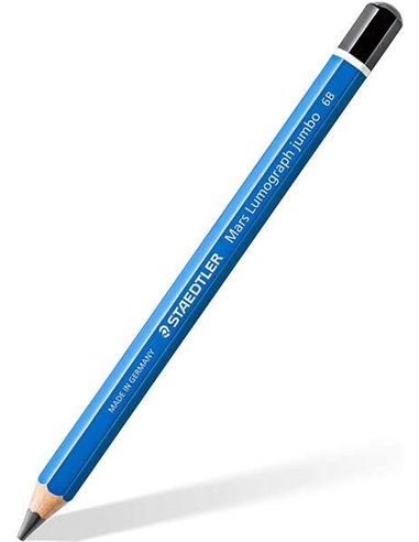 Staedtler Mars Lumograph Jumbo 100J Crayon de Grafito - Mina 6B - Acabados Metalicos - Diametro Mina 5.3mm Aprox - Bois de Bosqu