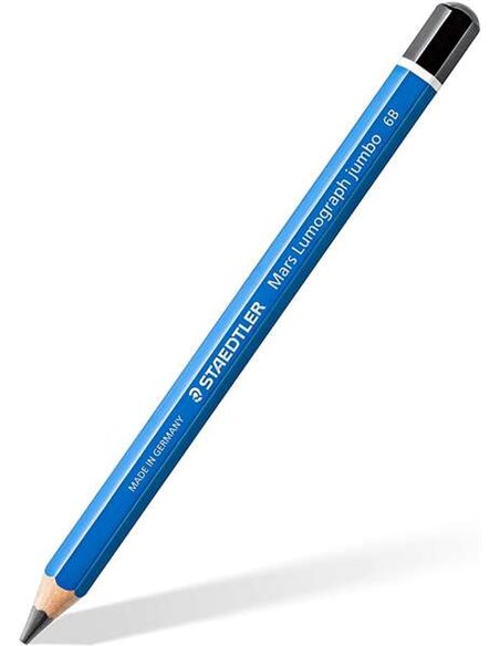 Staedtler Mars Lumograph Jumbo 100J Crayon de Grafito - Mina 6B - Acabados Metalicos - Diametro Mina 5.3mm Aprox - Bois de Bosqu