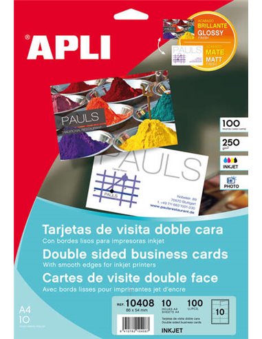 Apli Tarjetas de Visita Double face Brillante 250g 10 Feuilles