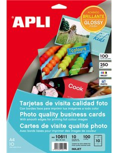 Apli Tarjetas de Visita Cantos Rectos Brillante 250g 10 Feuilles