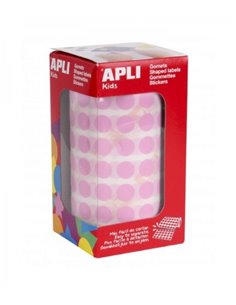 Apli Rollo Avec 5.192 Gomets Redondos - Adhésif permanent - Fomenta la Psicomotricidad - Adhésif Base Eau - Couleur Rose