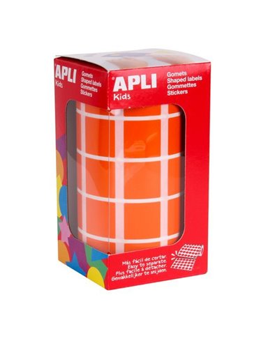 Apli Rollo de Gomets Cuadrados - Adhésif permanent - 1.770 Gomets - Faciles de Separar - Adhésif Base Eau - Sans de Disolventes 