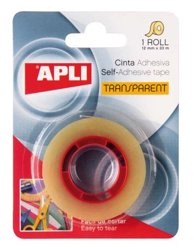 Apli Ruban Adhesiva Transparent 12mm x 33m - Résistant à l'eau et à la Intemperie - Facile de Cortar et Aplicar - Idéal Pour Man
