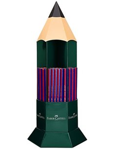 Faber-Castell Janus 2160 Présentoir de 120 Lapices Finos Bicolor Hexagonales - Ecologico - Résistant à la Rotura - Couleur Rouge