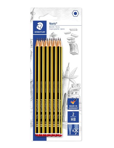 Staedtler Noris 120 Pack de 12 Lapices de Grafito Hexagonales HB - Resistencia à la Rotura - Bois de Bosques Sostenibles