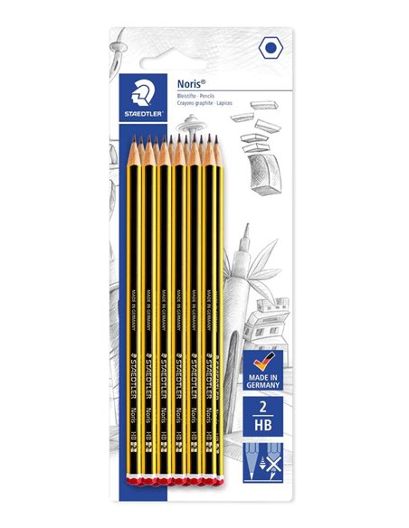 Staedtler Noris 120 Pack de 12 Lapices de Grafito Hexagonales HB - Resistencia à la Rotura - Bois de Bosques Sostenibles