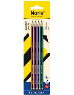 Staedtler Noris 120 Pack Avec 4 Lapices de Grafitito Hexagonales HB - Resistencia à la Rotura - Bois de Bosques Sostenibles - Co