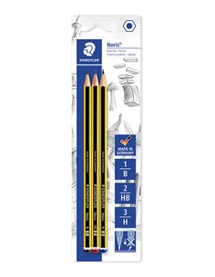 Staedtler Noris 120 Pack de 3 Lapices de Grafito Hexagonales - Graduaciones Surtidas - Resistencia à la Rotura - Bois de Bosques