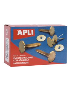 Apli Encuadernadores Metalicos Avec Arandela - 40mm - Boîte de 100 - Aptos Pour Todo Tipo de Documentos - Incluyen Arandela Pour