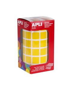 Apli Rollo de Gomets Cuadrados - Adhésif permanent - 2.832 Gomets - Faciles de Separar - Adhésif Base Eau - Sans de Disolventes 