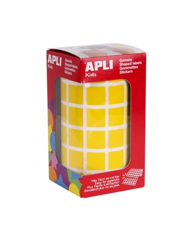 Apli Rollo de Gomets Cuadrados - Adhésif permanent - 2.832 Gomets - Faciles de Separar - Adhésif Base Eau - Sans de Disolventes 