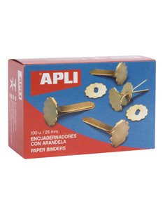 Apli Boîte Avec 100 Encuadernadores Metalicos Avec Arandela - 25mm - Comprend Arandela Pour Embellecer et Evitar Frottements - A
