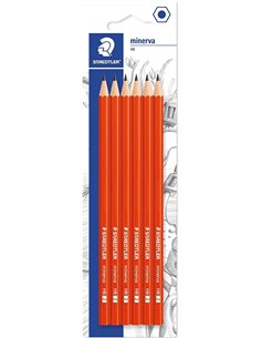 Staedtler Minerva Pack de 6 Lapices de Grafito Hexagonales - Mina 2HB - Bois de Bosques Sostenibles - Pour Escribir et Dibujar