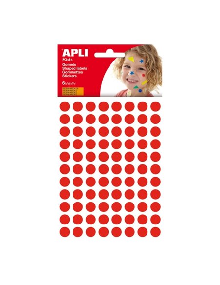 Apli Sac de Gomets Redondos Ø 10.5mm - Adhésif permanent - 528 Gomets - Desarrolla Psicomotricidad et Creatividad - Adhésif Base