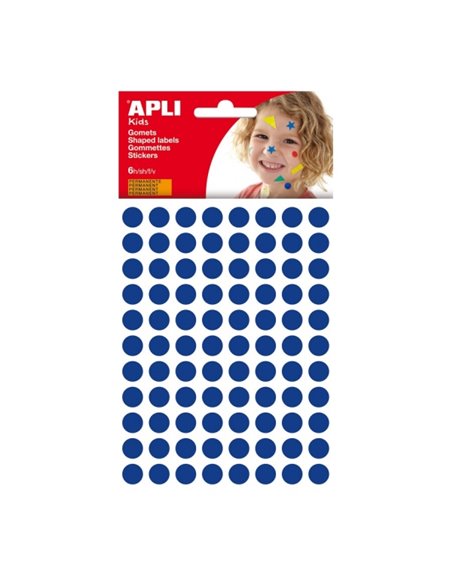 Apli Sac de Gomets Redondos Ø 10.5mm - Adhésif permanent - 528 Gomets - Desarrolla Psicomotricidad et Creatividad - Adhésif Base