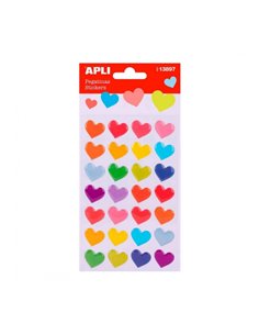 Apli Sac de Pegatinas en Forma de Corazones - Estampados de Couleurs - Acabado Fieltro - Adhésif permanent - Estimula Creativida