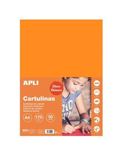 Apli Cartulina Orange Fluo A4 170g 50 Feuilles