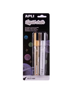 Apli Pack Avec 2 Feutres de Tiza Liquida - Pointe Ronde de 5.5mm - Idéal Pour Pizarras, Plastico, Ventanas, etc... - Facile de B