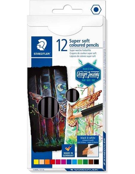 Staedtler Super Soft 149C Pack de 12 Lapices de Couleurs - Mina Extra Doux - Couleurs assorties