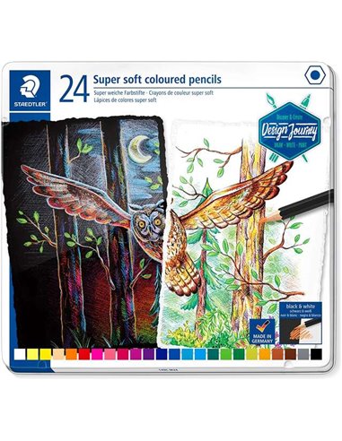 Staedtler Super Soft 149C Pack de 24 Lapices de Couleurs - Mina Extra Doux - Couleurs assorties