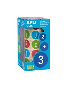 Apli Rollo de Gomets Redondos ABC - Adhésif Removible - 900 Gomets - Fomenta Aprendizaje - Adhésif Base Eau - Sans de Disolvente