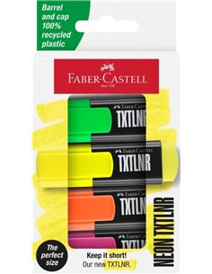 Faber-Castell TXTLNR Pack de 4 Marcadores Fluorescentes - Pointe Biselada - Trait entre 1, 2 et 5 mm - Encre Avec Base de Eau - 