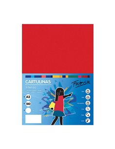 Fabrisa Pack de 25 Cartulinas 180 g/m² - Taille A3 - Couleur Rouge