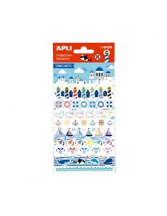 Apli Sac de Pegatinas de Verano - Tematica Nautica - 58 Pegatinas - Adhésif permanent - Idéal Pour Scrapbooking et Decoracion - 